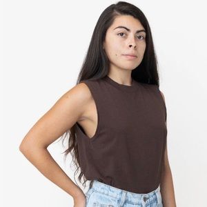 Los Angeles Apparel Garment Dye Muscle Tank in Chocolate Brown XS - BNWOT